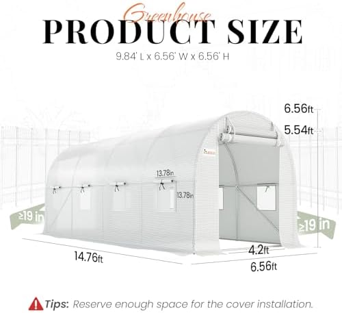 king bird premium 15x6.6x6.6ft greenhouse for outdoors large shown in use