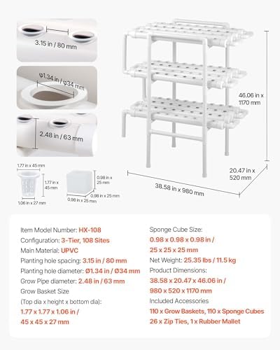 vevor hydroponics growing system kit, 3-tier 108 sites on a desk or shelf