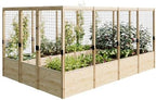 papajet 9 grids raised garden bed, u-shape wooden, front angle view