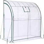 lean to greenhouse with 3-tier shelves: ohuhu portable, front angle view