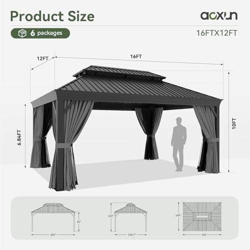 aoxun 12' x 16' hardtop gazebo with built shown in use