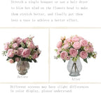 artificial peonies silk flowers in glass vase faux on a desk or shelf