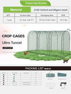 poray large 12.3x4ft tunnel plant netting cover,6ft tall shown in use