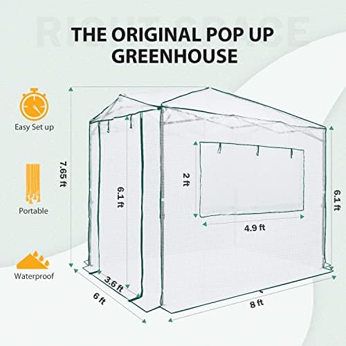 eagle peak 8x6 easy setup pop up greenhouse, close-up detail
