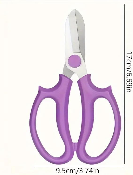 3PCS Stainless Steel Garden Scissors, Comfort Handles, Classic for Plant Pruning, Fruit Picking, Purple3