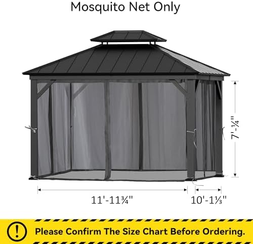 covered outdoor gazebo mosquito netting replacement universal 4-panel shown in use