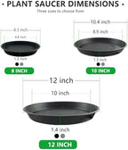 9 Pack Black Plant Pot Saucers, 8 10 12 Inch Heavy Duty PP Trays | Plant Watering Trays for Indoor & Outdoor Flower Pots