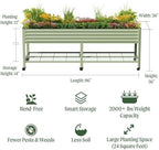 rolling elevated raised garden beds, 3' x 8' shown in use