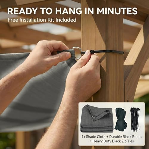 6x10 ft 90% outdoor sun shade cloth, reinforced showing dimensions