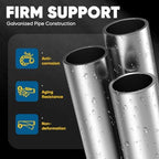 quictent 10x20 ft heavy duty carport canopy galvanized, close-up detail