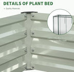 galvanized raised garden bed with crop cage plant showing dimensions