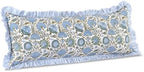 ridhi asparagus green block print ruffle pillow sham, front angle view
