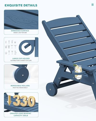 serwall hdpe outdoor lounge chair with cup holder showing dimensions