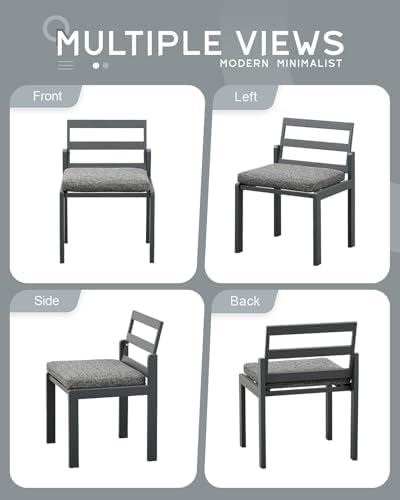 Patio Dining Chairs Set of 2, Outdoor Metal Chairs with Cushions Grey