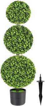 3ft realistic artificial boxwood triple ball topiary tree, main product view