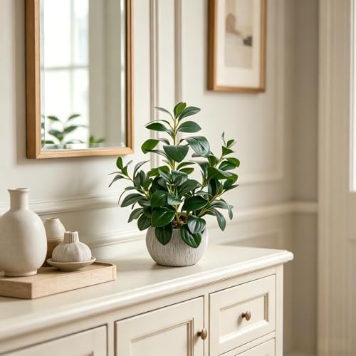alphaacc 17" artificial ficus cement pot home kitchen, front angle view