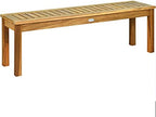 tangkula 52 inches acacia wood outdoor bench, wood, view 9