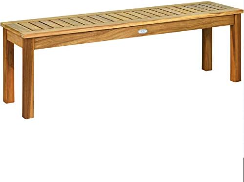 tangkula 52 inches acacia wood outdoor bench, wood, view 9