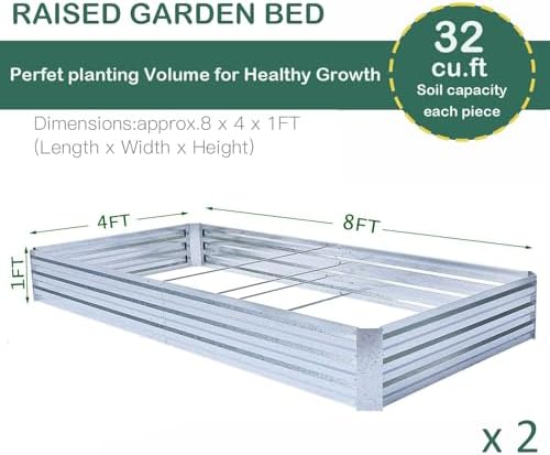 galvanized raised garden bed 8x4x1ft, close-up detail