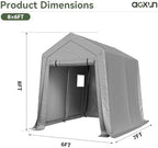 aoxun 6x8x7 ft outdoor portable storage shed tent, front angle view