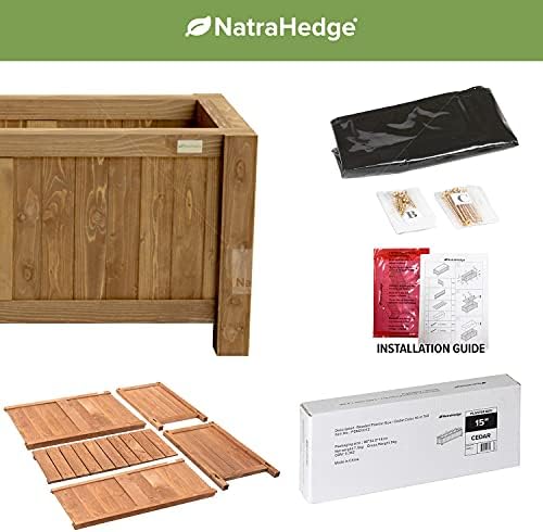 natrahedge hampton classic wooden planter box (44"" lx15, front angle view