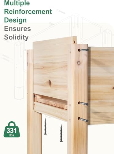 mixc 331lb capacity sturdy wooden raised garden bed, side view