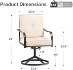 Patio Swivel Chairs Set of 2 Outdoor Swivel Chairs, Beige | Thickened Cushions, All Weather Metal Frame, Comfort Outdoor Height, Sturdy Stable Base, for Garden Lawn Porch, Easy to Clean