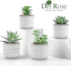 der rose 4 pack fake plants in striped on a desk or shelf