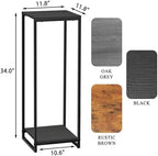 34" tall 2-tier corner plant stand indoor, black shown in use