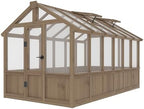 mupater 6 x 12 ft wooden polycarbonate greenhouse shown in use