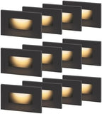 120V Dimmable LED Step Lights, 3000K/4000K/5000K, 12-Pack | Line Voltage 3.5W 175lm Landscape Lighting for Stairway Pathway Patio, Indoor Outdoor Wet Location, Aluminum ORB Finish