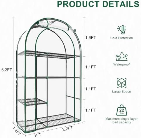 4-tier mini greenhouse for outdoors, 40" x 18" shown in use