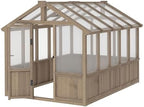 veikou 6' x10' wood greenhouse for outdoors with, close-up detail