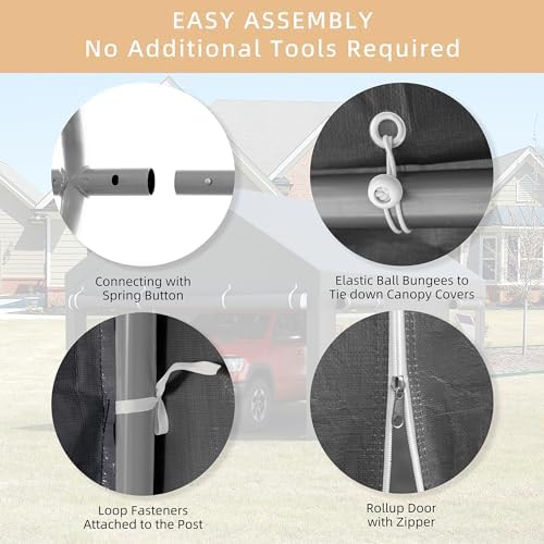 jy qaqa carport, 12x20 ft heavy duty carport, close-up detail