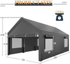 shintenchi 12x20 ft heavy-duty design carport,portable garage canopy,carport, side view