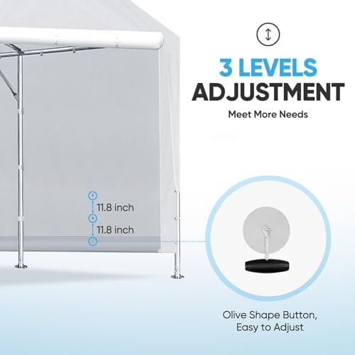 quictent 20 ft long carport replacement sidewall with, side view