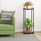 2-tier oak grey plant stand indoor 34" tall showing dimensions