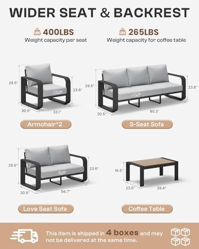 oversized aluminum outdoor furniture set, extra large patio, front angle view
