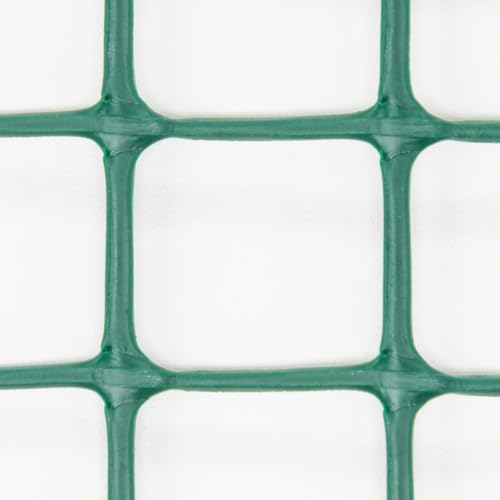 heavy-duty plastic mesh netting, green, 35.4 x 197 shown in use