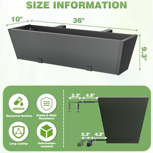 railing planter for outdoor plants 36'' metal hanging shown in use