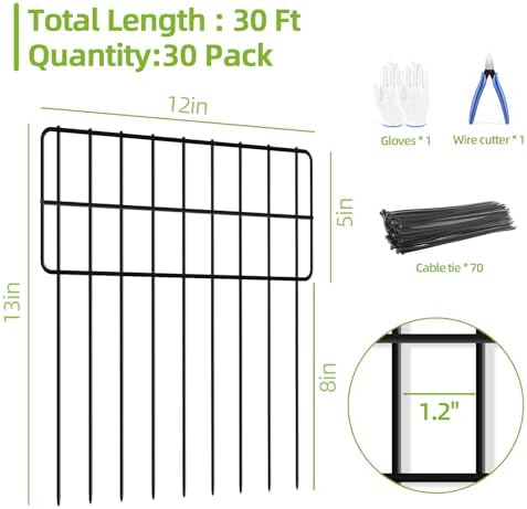 30panels garden fence animal barrier, 13in(h) x 30ft(l) shown in use