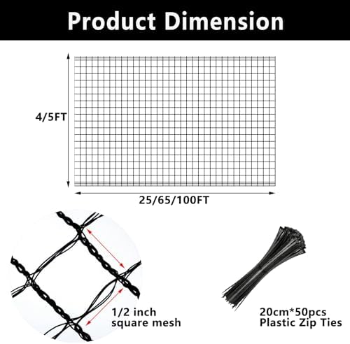 poyee deer fence netting 4x100ft plastic mesh netting, close-up detail