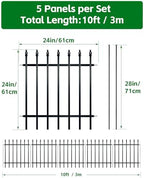 arifaro 5 panels metal garden fence 24" h shown in use
