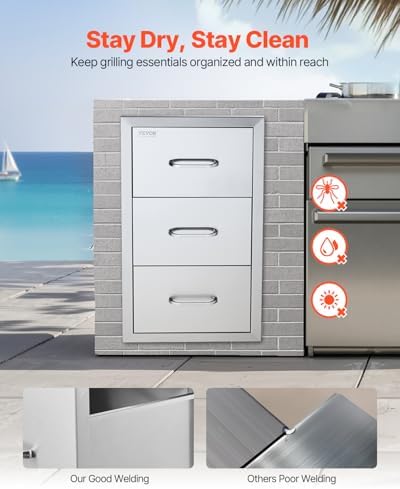 vevor outdoor kitchen drawers 16"w x 28.5"h x, side view