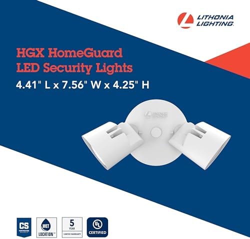 lithonia lighting homeguard 2-light led outdoor flood lights showing dimensions