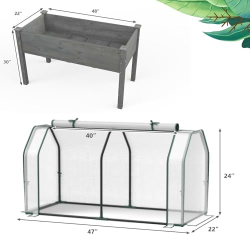 s afstar raised garden bed with greenhouse cover, view 9