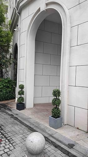 38''t artificial boxwood topiary triple ball outdoor potted showing dimensions
