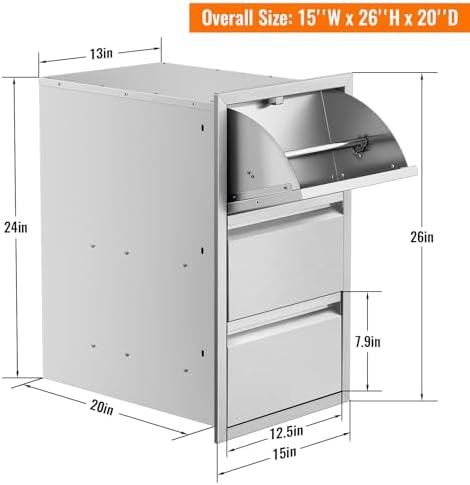 outdoor kitchen drawers stainless steel flush mount bbq, close-up detail