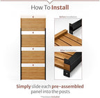 enclo easy assembly freestanding/surface mounted privacy screen, hardwood, side view