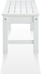 Psilvam Outdoor Bench, Two Person Poly Lumber Porch Bench, Weatherproof Garden Bench That Never Rot and Fade, Patio Bench Suit for Garden, Porch, and Park (2 pcs, White)